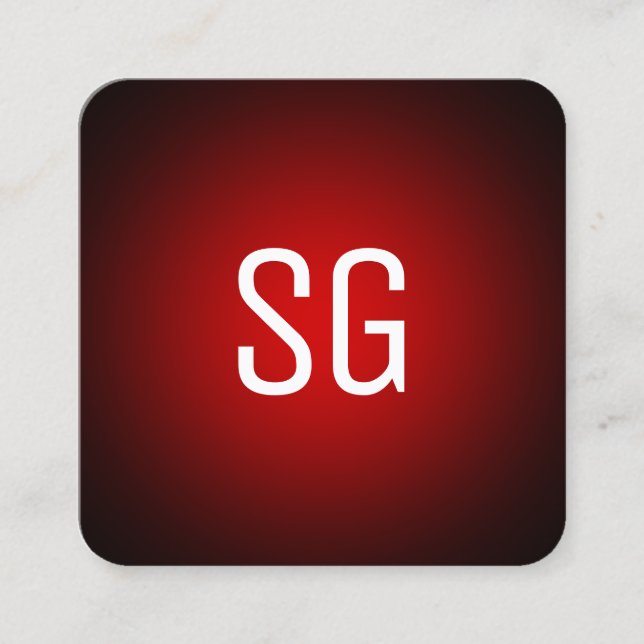 Tarjeta De Visita Cuadrada Punto suave - Iniciales - Rojo sobre negro (Anverso)