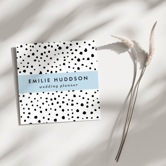 Tarjeta De Visita Cuadrada Puntos dálmatas, puntos dálmatas, blanco y negro (Subido por el creador)
