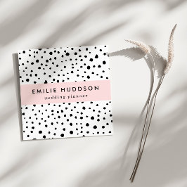 Tarjeta De Visita Cuadrada Puntos dálmatas, puntos dálmatas, blanco y negro