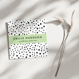 Tarjeta De Visita Cuadrada Puntos dálmatas, puntos dálmatas, blanco y negro