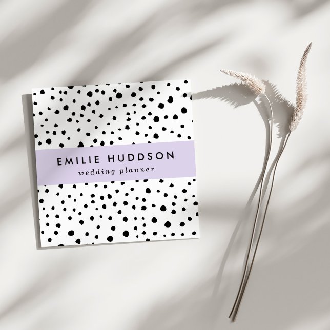 Tarjeta De Visita Cuadrada Puntos dálmatas, puntos dálmatas, blanco y negro (Subido por el creador)