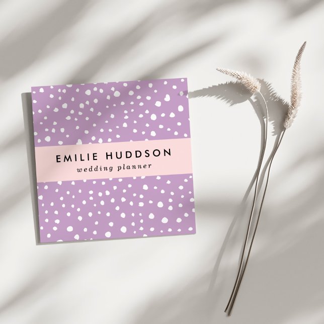 Tarjeta De Visita Cuadrada Puntos Dalmatianos Lilac, Puntos Dalmatianos, Dota (Subido por el creador)