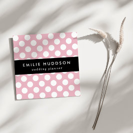 Tarjeta De Visita Cuadrada Puntos De Polka Rosa, Patrón De Punto De Polka, Pu