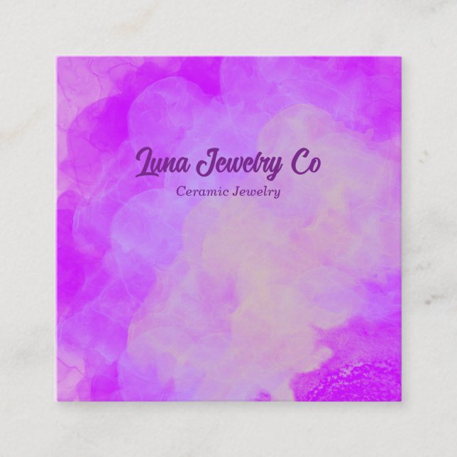 Tarjeta De Visita Cuadrada Purple Flower Burst Jewelry Craft Business Card (Anverso)