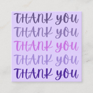 Tarjeta De Visita Cuadrada Purple Gracias Gracias Gracias Cartas