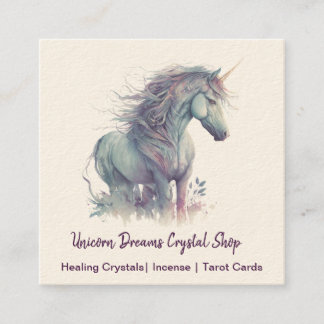 Tarjeta de visita cuadrada Purple Unicorn
