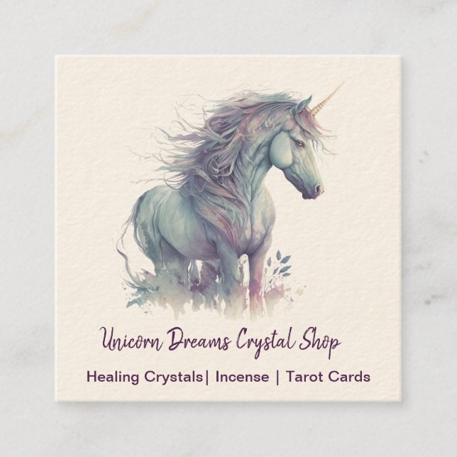 Tarjeta de visita cuadrada Purple Unicorn (Anverso)
