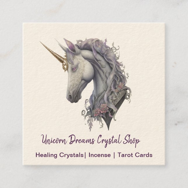 Tarjeta de visita cuadrada Purple Unicorn (Anverso)