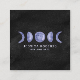 Tarjeta De Visita Cuadrada Púrpura acuarela Fases de la luna Metáfilo