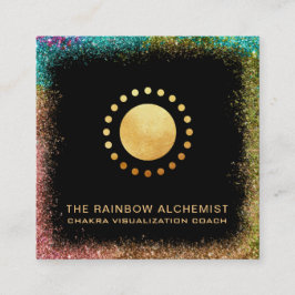 Tarjeta De Visita Cuadrada *~* Purpurina Chakra de oro sagrado celestial