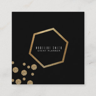 Tarjeta De Visita Cuadrada Purpurina Confetti Feminine Event Planner