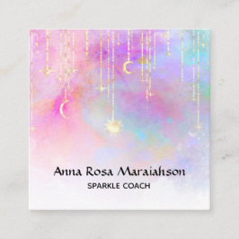 Tarjeta De Visita Cuadrada *~* Purpurina de espuma de oro arcoiris Sun Unicor
