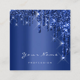 Tarjeta De Visita Cuadrada Purpurina de la Marina Azul  del planificador de e