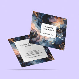Tarjeta De Visita Cuadrada Purpurina de oro azul de la marina moderna Agate W