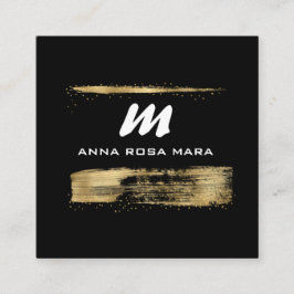 Tarjeta De Visita Cuadrada *~* Purpurina de oro Black Gold Luxe QR AP65