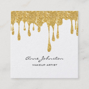 Tarjeta De Visita Cuadrada Purpurina de oro de artista de maquillaje y espuma