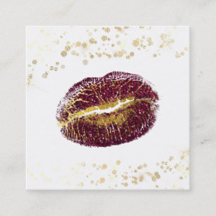 Tarjeta De Visita Cuadrada *~* Purpurina de oro de maquillaje blanco levanta