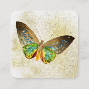 Tarjeta De Visita Cuadrada *~* Purpurina de oro dorado mariposa blanca