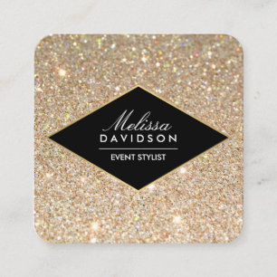 Tarjeta De Visita Cuadrada Purpurina de oro y belleza del glamour