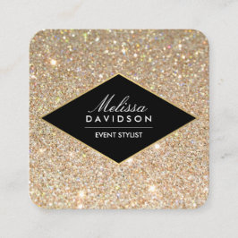 Tarjeta De Visita Cuadrada Purpurina de oro y belleza del glamour