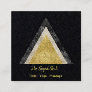 Tarjeta De Visita Cuadrada Purpurina de Relieve metalizado simulado triángul