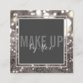 Tarjeta De Visita Cuadrada Purpurina del guión de firma en negrita del artist