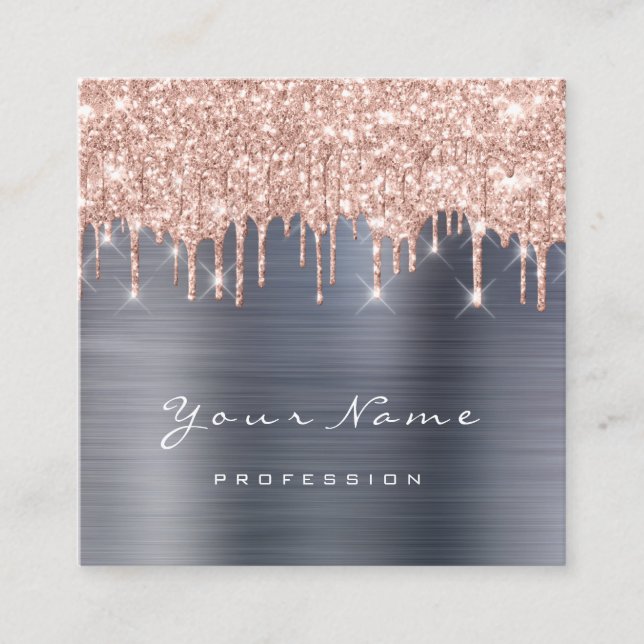 Tarjeta De Visita Cuadrada Purpurina del planificador de eventos de maquillaj (Anverso)