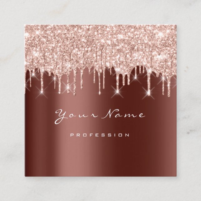 Tarjeta De Visita Cuadrada Purpurina del planificador de eventos de maquillaj (Anverso)