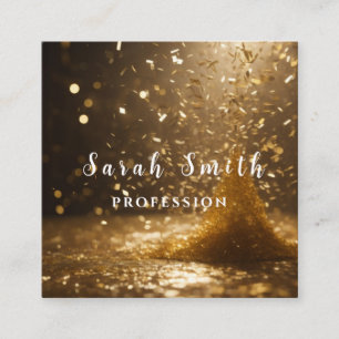 Tarjeta De Visita Cuadrada Purpurina Fiesta de Confeti brillante de oro