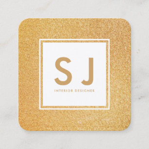 Tarjeta De Visita Cuadrada Purpurina Gold Sparkle Moderno Diseñador de interi