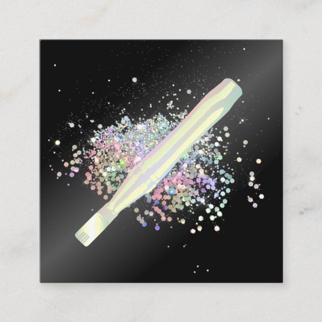 Tarjeta De Visita Cuadrada Purpurina holográfico brillante (Anverso)