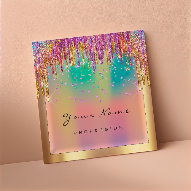 Tarjeta De Visita Cuadrada Purpurina Holograma del planificador de eventos de (Subido por el creador)
