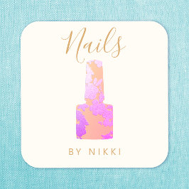Tarjeta De Visita Cuadrada Purpurina Manicurista del Salón Nail