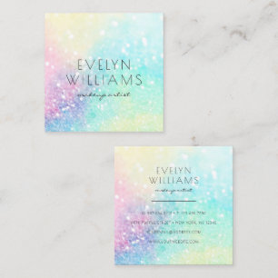 Tarjeta De Visita Cuadrada Purpurina Pastel Bokeh Patrón de colores alegres