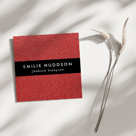 Tarjeta De Visita Cuadrada Purpurina Rojo, Esparkle, Fondo Purpurina