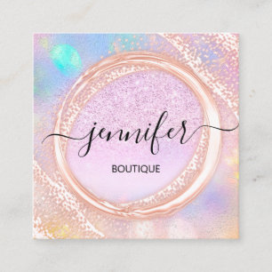 Tarjeta De Visita Cuadrada Purpurina rosa de Beauty Boutique