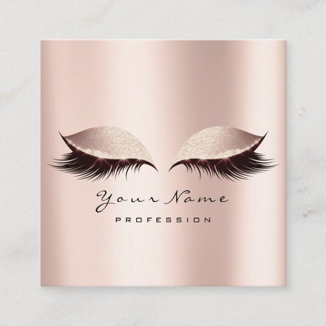 Tarjeta De Visita Cuadrada Purpurina Rosa Rosa de la Lash Ojo de la ceja (Anverso)
