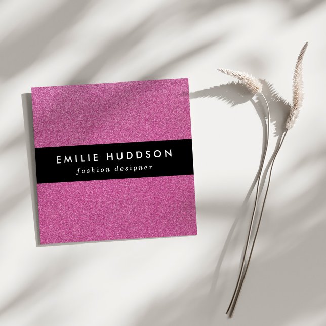 Tarjeta De Visita Cuadrada Purpurina rosado, espárrago, fondo Purpurina (Subido por el creador)
