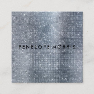 Tarjeta De Visita Cuadrada Purpurina Silver Sparkle Beaulist Stylist