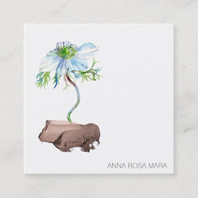 Tarjeta De Visita Cuadrada *~* QR Anemone Floral White Rose Gold (Anverso)
