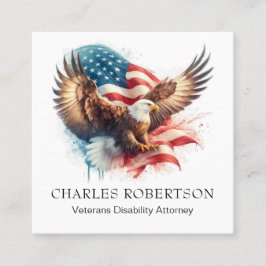 Tarjeta De Visita Cuadrada *~* QR AP16 Bandera Americana USA . Bald Eagle