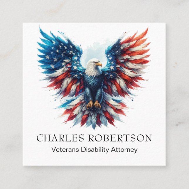 Tarjeta De Visita Cuadrada *~* QR AP16 Bandera estadounidense Águila Águila B (Anverso)