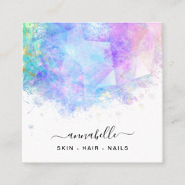 Tarjeta De Visita Cuadrada *~* QR AP26 Prisma OPAL Arcoiris Eéreo Dandelion