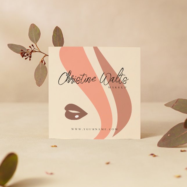 Tarjeta De Visita Cuadrada QR, artista moderno de maquillaje suave y terrenal (Subido por el creador)