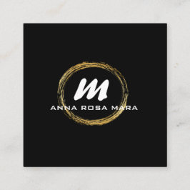 Tarjeta De Visita Cuadrada *~* QR Black Gold Dramatic Elegant AP65