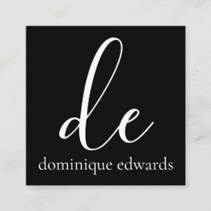 Tarjeta De Visita Cuadrada QR Code Black White Monograma Belleza moderna