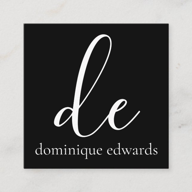 Tarjeta De Visita Cuadrada QR Code Black White Monograma Belleza moderna (Anverso)