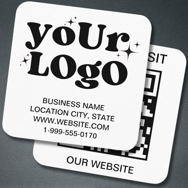 Tarjeta De Visita Cuadrada QR Code Business Logo Blanco Moderno (Subido por el creador)