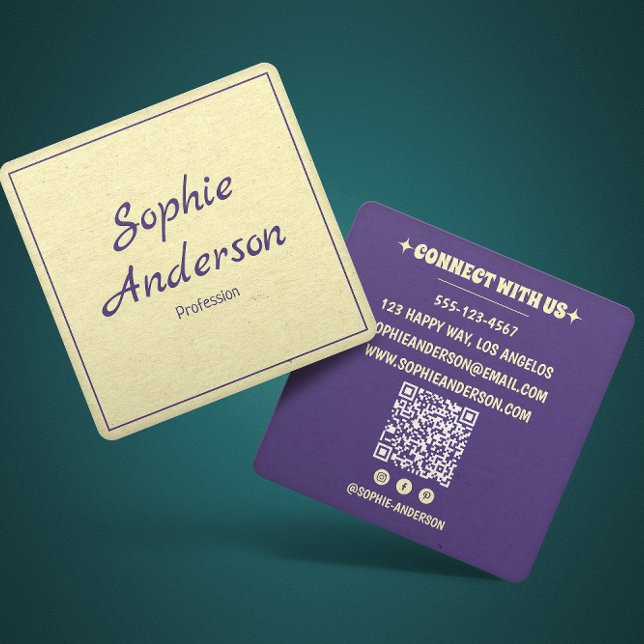 Tarjeta De Visita Cuadrada QR Code Modern Minimalist Professional Purple (Subido por el creador)