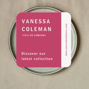 Tarjeta De Visita Cuadrada Qr Code profesional Hot Pink Trendy Social Media